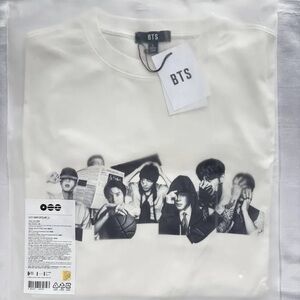 Authentic 2026 BTS White Graphic Tee with Black Photo Print